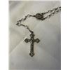 Image 2 : VINTAGE SILVER WITH HEART SHAPED OPAL OPALESQUE GLASS BEADS ROSARY
