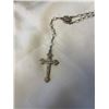 Image 3 : VINTAGE SILVER WITH HEART SHAPED OPAL OPALESQUE GLASS BEADS ROSARY
