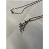 Image 2 : EXTRA LENGTH CHAIN WITH  PINK STONES PENDANT MARKED 18K GF NECKLACE