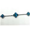 Image 1 : STERLING SILVER TURQUOISE (3.5CT) CLOVER CUT BRACELET, W/A $460.00.