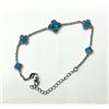 Image 2 : STERLING SILVER TURQUOISE (3.5CT) CLOVER CUT BRACELET, W/A $460.00.