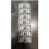 Image 1 : 7 UNCIRCULATED US DOLLAR BILLS CONSECUTIVE SERIAL NUMBERS OHIO SERIES