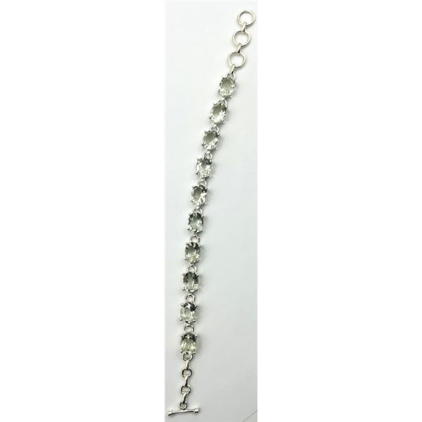 STERLING SILVER NATURAL GREEN AMETHYST BRACELET, RETAIL $600.00.