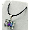 Image 1 : STERLING SILVER GREEN CRYSTAL CUBE STYLE NECKLACE, RETAIL $100.00.