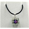 Image 2 : STERLING SILVER GREEN CRYSTAL CUBE STYLE NECKLACE, RETAIL $100.00.