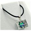 Image 3 : STERLING SILVER GREEN CRYSTAL CUBE STYLE NECKLACE, RETAIL $100.00.