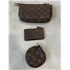 Image 2 : "LV" ZIPPERED HAND BAG AND 2 CHANGE PURSES, AUTHENTICITY UNKNOWN