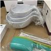 Image 8 : LOT OF NEW EPICURE COOKING SUPPLIES SET OF 3 NESTING MIXING BOWLS WITH POUR SPOUT HANDLES,  4 BURGER
