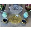 Image 2 : ART GLASS VASE, IRISH CREAM AND SUGAR SET, HAND PAINTED VASE AND ANTIQUE GLASS ITEMS