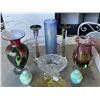 Image 3 : ART GLASS VASE, IRISH CREAM AND SUGAR SET, HAND PAINTED VASE AND ANTIQUE GLASS ITEMS