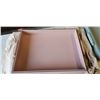 Image 2 : 2 NEW HANDMADE LEATHER TRAYS FLAMINGO PINK AND MINT GREEN 12" X 16" WITH PROTECTIVE BAG