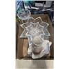 Image 2 : 3 BOXES OF ESTATE GLASS, SERVING ITEMS, CRYSTAL, LINENS AND LEATHER COWBOY BOOTS