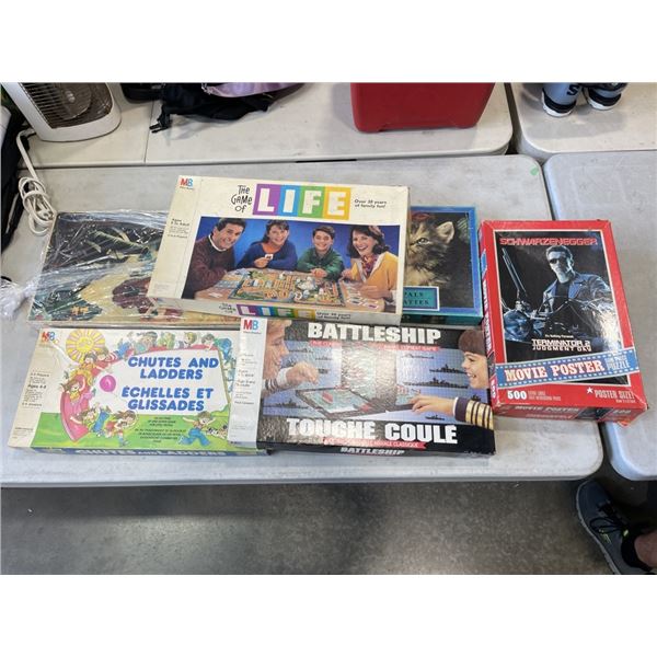 LARGE LOT OF VINTAGE BOARD GAMES, PUZZLES ETC INCLUDING BATTLESHIP