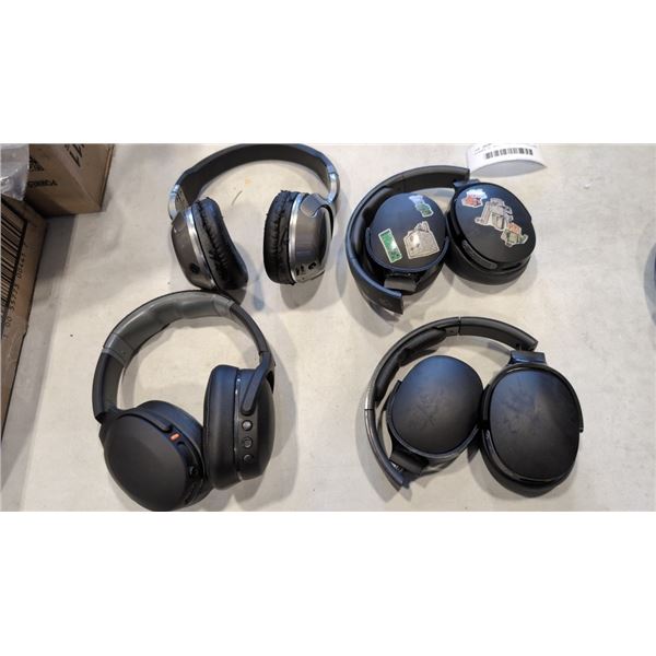 4 PAIRS OF SKULL CANDY WIRELESS OVER EAR HEADPHONES