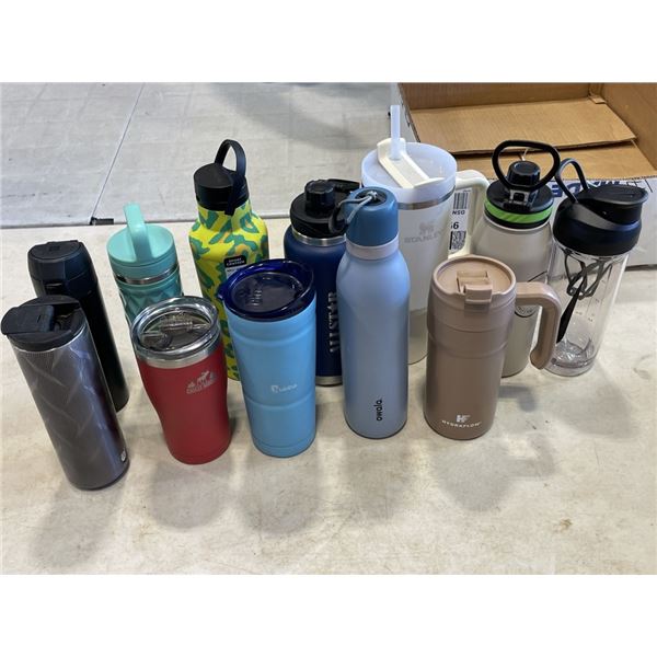 ASSORTED BRAND NAME DUAL INSULATED WATER BOTTLES AND COFFEE MUGS