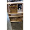 Image 2 : 2 PINE SHOE SHELVES AND 3 WICKER BASKETS