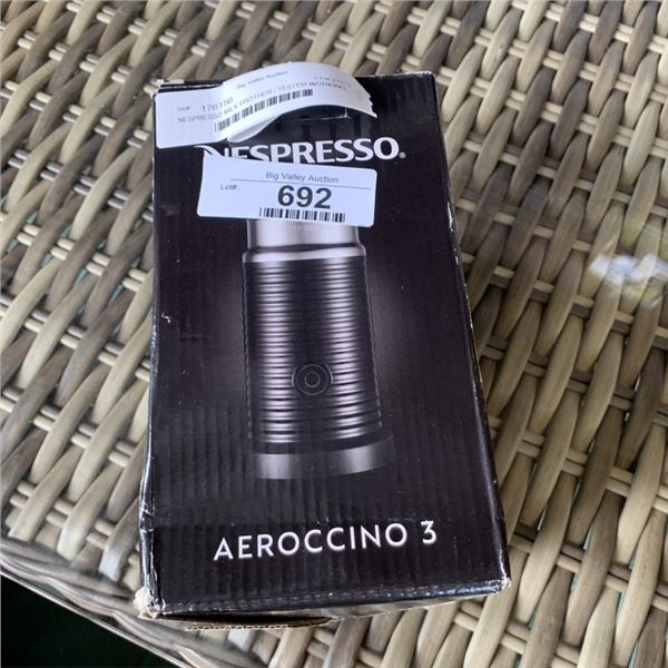 NESPRESSO MILK FROTHER - TESTED WORKING, RETAIL $99