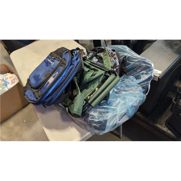 BACKPACKS, FOLDING STOOL SEAT BACK SUPPORT ETC