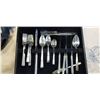 Image 2 : 1881 ROGERS SILVERPLATE CUTL;ERY, APPROX 42 PC WITH CANTEEN, AND CRYSTAL PINWHEEL CREAMER