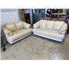Image 1 : BEIGE LEATHER SOFA  AND LOVESEAT, VERY CLEAN, NO RIPS OR TEARS, GOOD OVERALL CONDITION