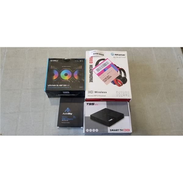 DAISY CHAIN ARGB FAN, SMART TV BOX, WIRELESS HEADSET AND USB ADAPTOR
