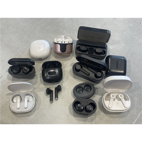 10 SETS OF BLUETOOTH WIRELESS EAR BUDS SETS, INCLUDING SOME BRAND NAMES