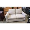 Image 1 : MODERN BEIGE UPHOLSTERED LOVESEAT, MADE IN CANADA, GOOD CLEAN CONDITION