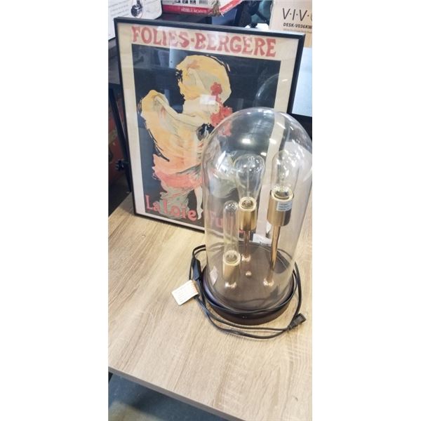 DECORATIVE LED TABLE LIGHT IN GLASS DOME AND LA LOIE FULLER PRINT