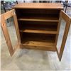 Image 2 : PINE GLASS DOOR STORAGE CABINET, 33 X17 X 37 TALL