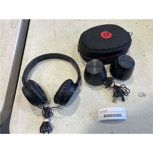 RAZER FEROX USB SPEAKERS AND SONY WIRED OVER EAR HEADPHONES