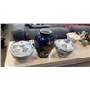 Image 1 : 2 EASTERN LIDDED TUREENS AND GERMAN KOBALT  VASE