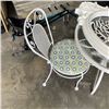 Image 2 : THREE-PIECE GLASS TOP PATIO TABLE AND CHAIR SET WITH HOME DECOR SIGN