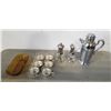 Image 1 : SILVER SALT AND PEPPER WITH GLASS SET AND PITCHER