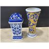 Image 1 : 2 HANDPAINTED MADE IN CHINA VASES