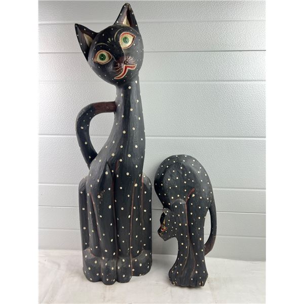 Hand Painted Wooden Cats