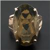 Image 2 : Handmade 14K Rose Gold Large Oval Smoky Quartz Solitaire Wire Work Cocktail Ring