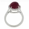 Image 8 : New 14k White Gold 7.9 ctw GIA NO HEAT Oval Cabochon Ruby & Diamond Halo Ring