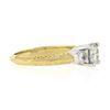 Image 5 : 14K TT Gold Prong Round Brilliant Moissanite 3 Stone Scroll Work Engagement Ring