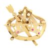 Image 3 : Antique 14k TT Gold Diamond & Ruby Detailed Crown w/ Scepter Pin Brooch Pendant