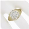 Image 5 : Men's 10K Two Tone Gold 0.10 ctw Single Prong Diamond Matte Finish Cluster Ring