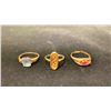 Image 1 : THREE APPROX 10K LADIES RINGS SET WITH ASSORTED STONES (6.6G)