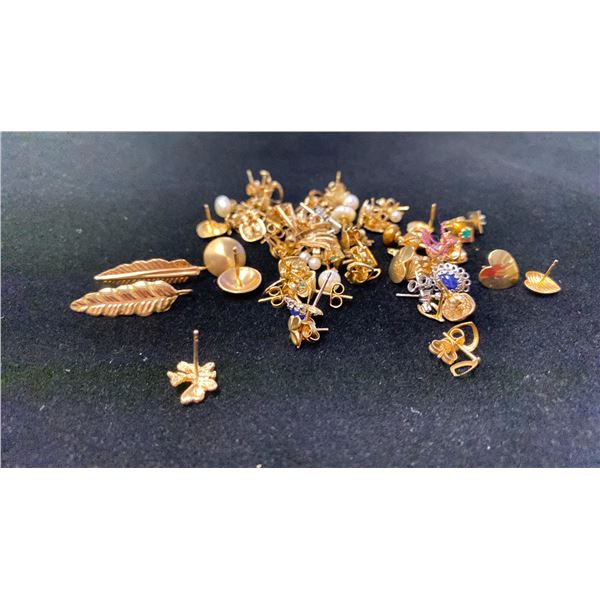 THIRTY SIX PAIRS APPROX 10K+ EARRINGS SET WITH ASSORTED STONES (23.1G)