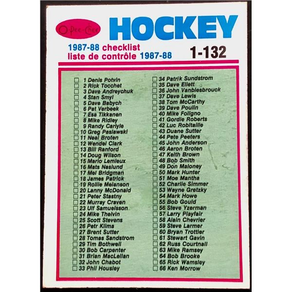 1987-88 O-PEE-CHEE CHECKLIST