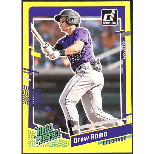 2023 DONRUSS YELLOW FLASH DREW ROMO ROOKIE CARD