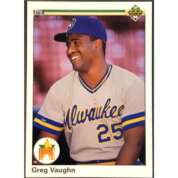 1990 UPPER DECK GREG VAUGHN ROOKIE CARD