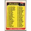 Image 1 : 1981 TOPPS CHECKLIST