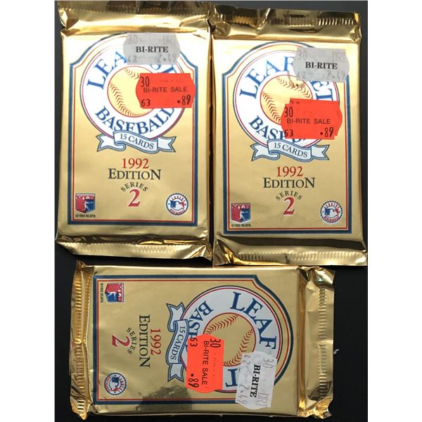1992 LEAF BASEBALL SERIES-2 FOIL PACKS (3)