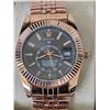 Image 1 : ROLEX SKY DWELLER REPLICA WATCH. ROSE GOLD CASE AND JUBILEE BRACELET. BLACK SLATE DIAL, WITH ROSE GO