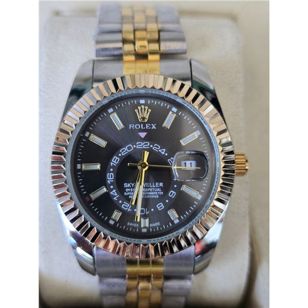 NEW ROLEX SKY DWELLER 336933 REPLICA WATCH. STAINLESS STEEL CASE AND 2 TONE GOLD/STAINELESS-STEEL JU