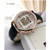Image 1 : NEW AUTOMATIC ELEGANT CARTIER SKELETON FACE AND BACK REPLICA WATCH. ROSE GOLD CASE CASE AND BLACK LE